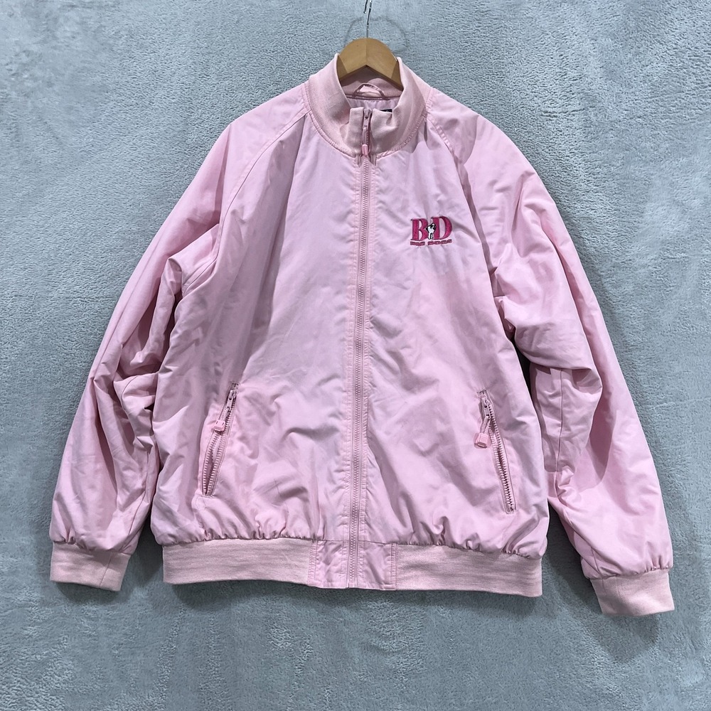 Vintage‎ Big Dogs Jacket Adult XL Embroidered Fleece Lined Pink 90s